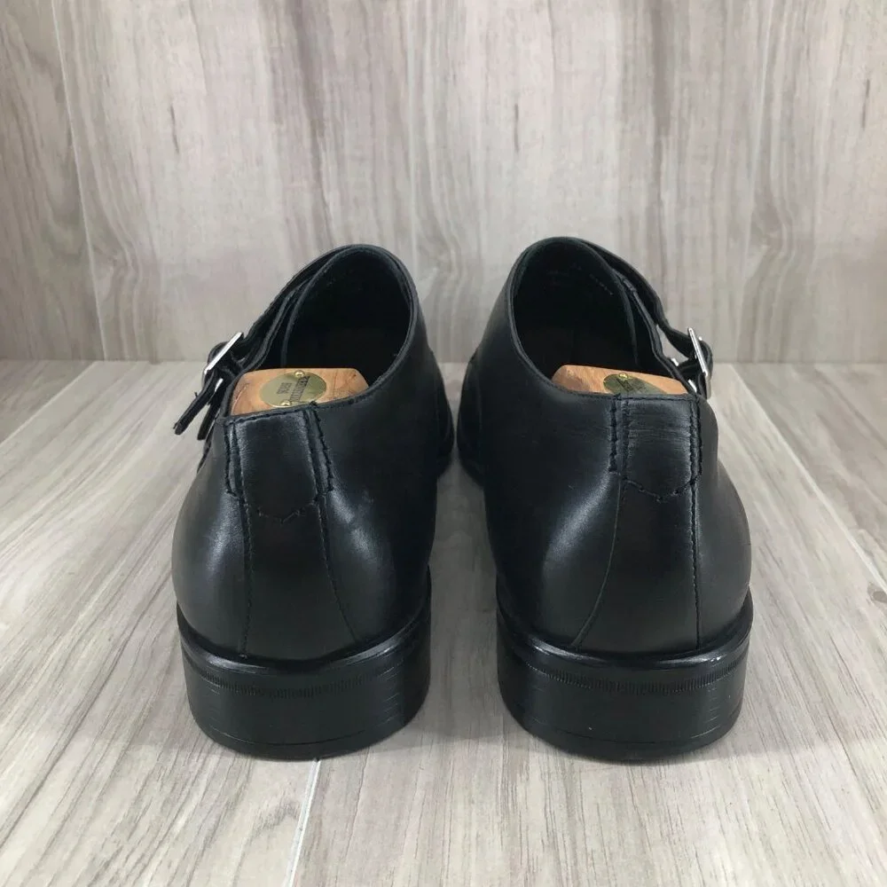 Johnston & Murphy Monk Strap Shoes Mens 12M Black Leather Buckle Dress Shoes